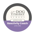 The Dog Trainer School Reactivity Coach accreditation badge