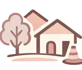 An illustration of a a house with a tree in the front garden